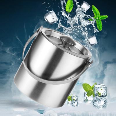 Κάδος Πάγου από Ανοξείδωτο Ατσάλι 1.6/2/3L Μόνωση Διπλού Τοιχώματος Αδιάβλητη Δομή Πυκνωμένη Λαβή Κάδος Πάγου για Πάρτι Μπαρ