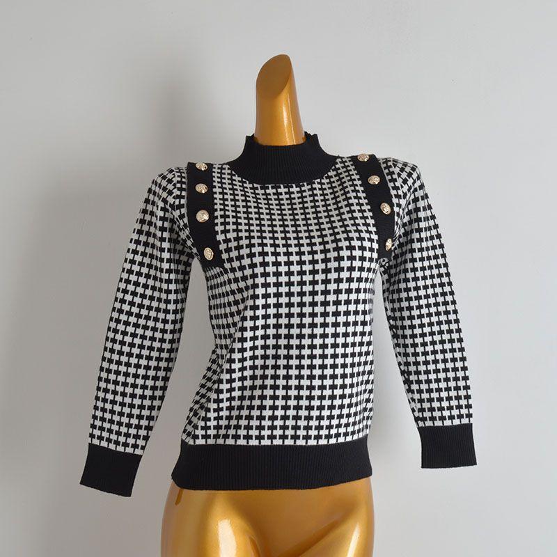 

French Style New Arrival Contrast Color Half Turtleneck Pullover Sweater Knitwear Women s Clothing Autumn and Winter Lazy Style Loose Long Sleeve Top Picture color One size