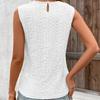 Kvinner Vår Sommer Elegant Blonder Patchwork O-Hals Hul Topp Ensfarget Heklet Camisole Topp Pullover Skjorte S-XL
