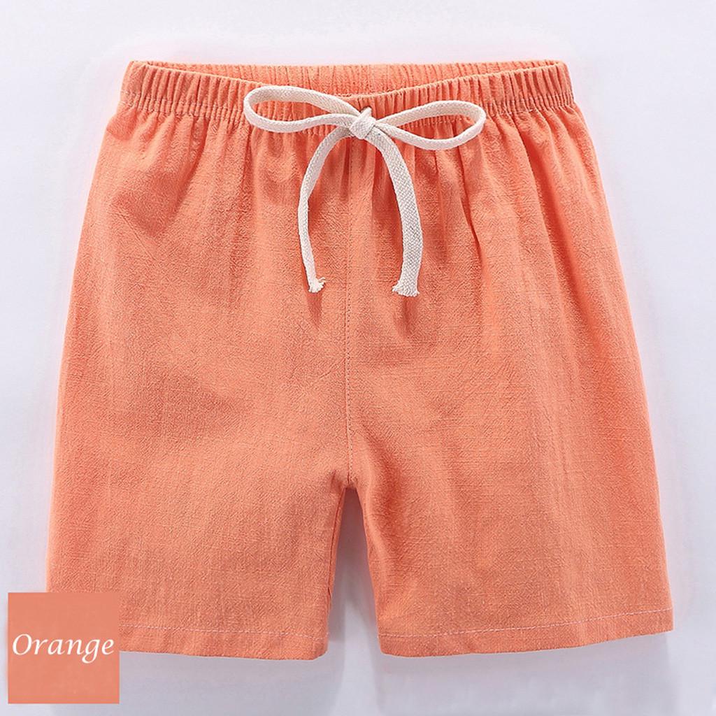 Children Kids Boy Girl Linen Summer Casual Elastic Waist Pants Shorts