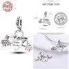 Charms Beads 925 Sterling Copper Pink Butterfly Luminous Firefly Chameleon Heart Charm Fit Original Bracelet DIY Holiday Zircon