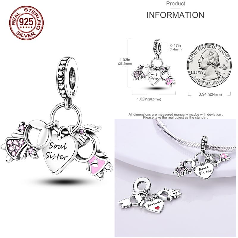 Charms Beads 925 Sterling Copper Pink Butterfly Luminous Firefly Chameleon Heart Charm Fit Original Bracelet DIY Holiday Zircon