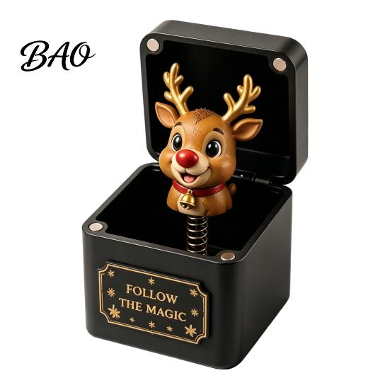 Christmas Party Favors Magic Gift Box, Spring-Loaded Pop-Up Holiday 3D Santa Tabletop Ornaments Claus Snowman Angel Elk Trick Box for Xmas Parties,