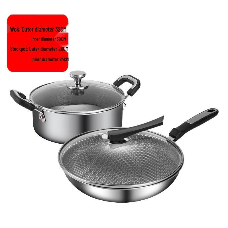 Saste Edelstahl Antihaft-Kochgeschirr 2-teiliges Set