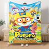 Pororo tecknad tryck flanellfilt hög kvalitet varm bekväm överkast för alla säsonger perfekt för presenter heminredning