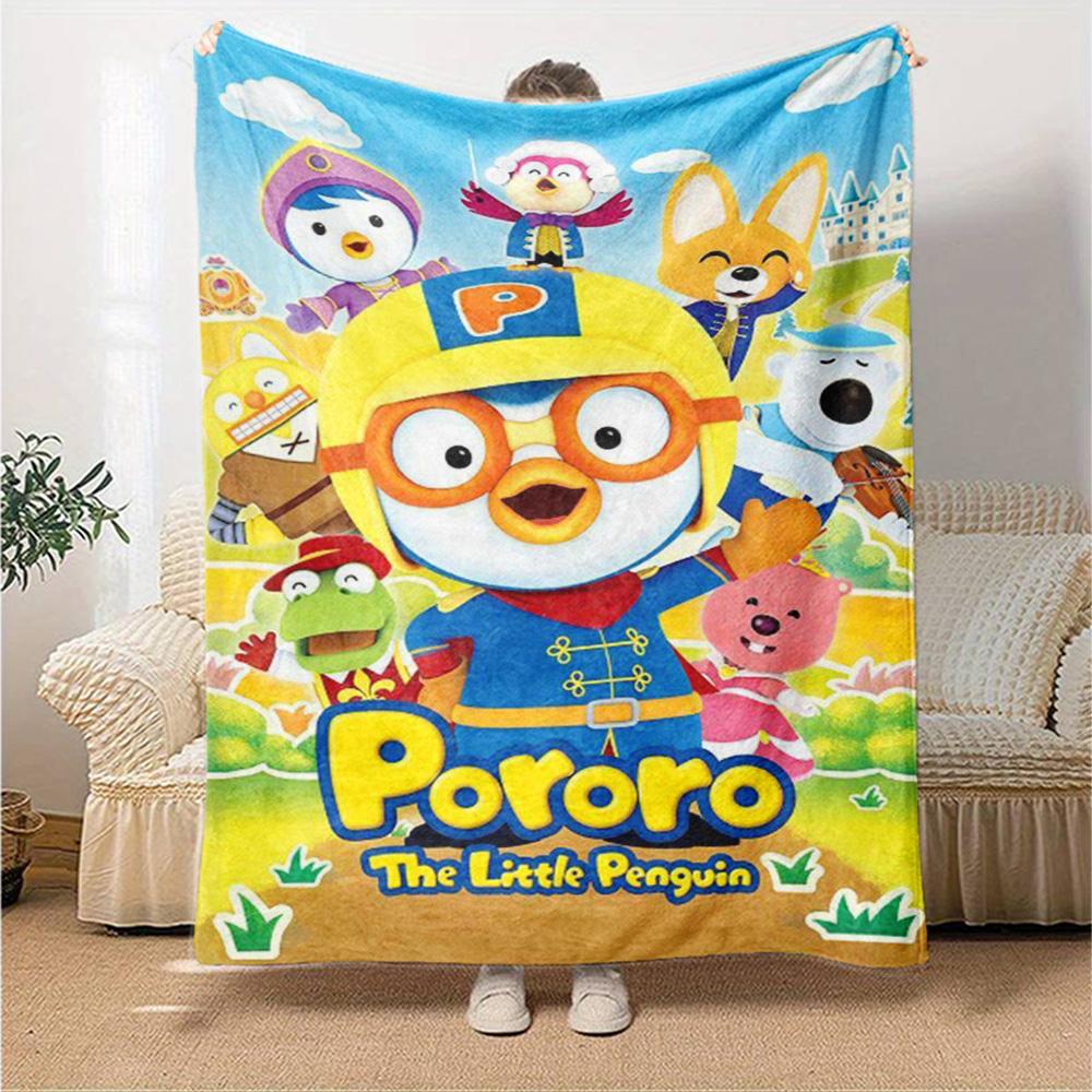 Pororo tecknad tryck flanellfilt hög kvalitet varm bekväm överkast för alla säsonger perfekt för presenter heminredning