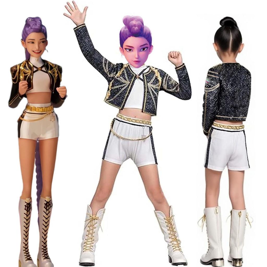 Huntrix Golden Kpop Demon Hunters Rumi Mira Zoey Cosplay Costume Kids Girls Birthday Party Halloween Stage Performance Clothes