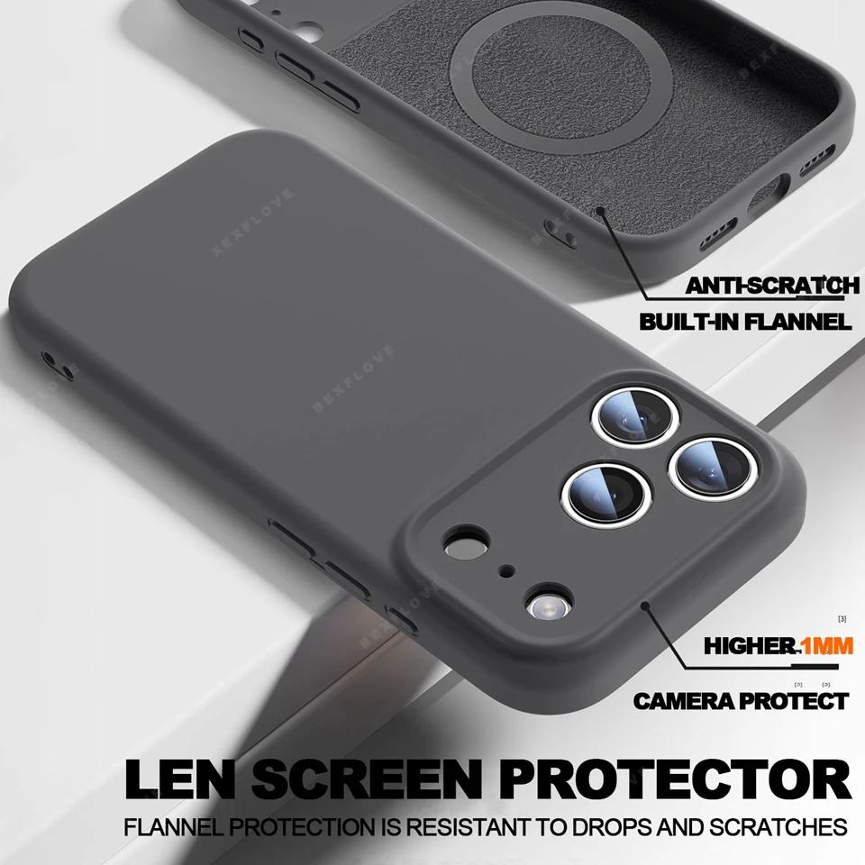 Custodia Ufficiale Magnetica in Silicone Liquido per iPhone 16E 16 15 14 Plus 12 13 16 Pro Max Caricatore Magsafe Protezione Copertura Morbida
