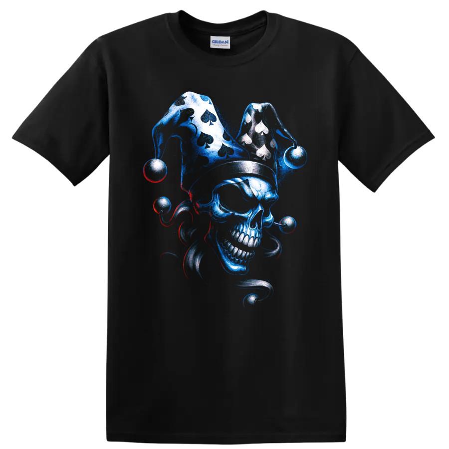 Skull Jester T Shirt Gothic Playing Cards Dice Dark Fantasy Graphic Print Tee