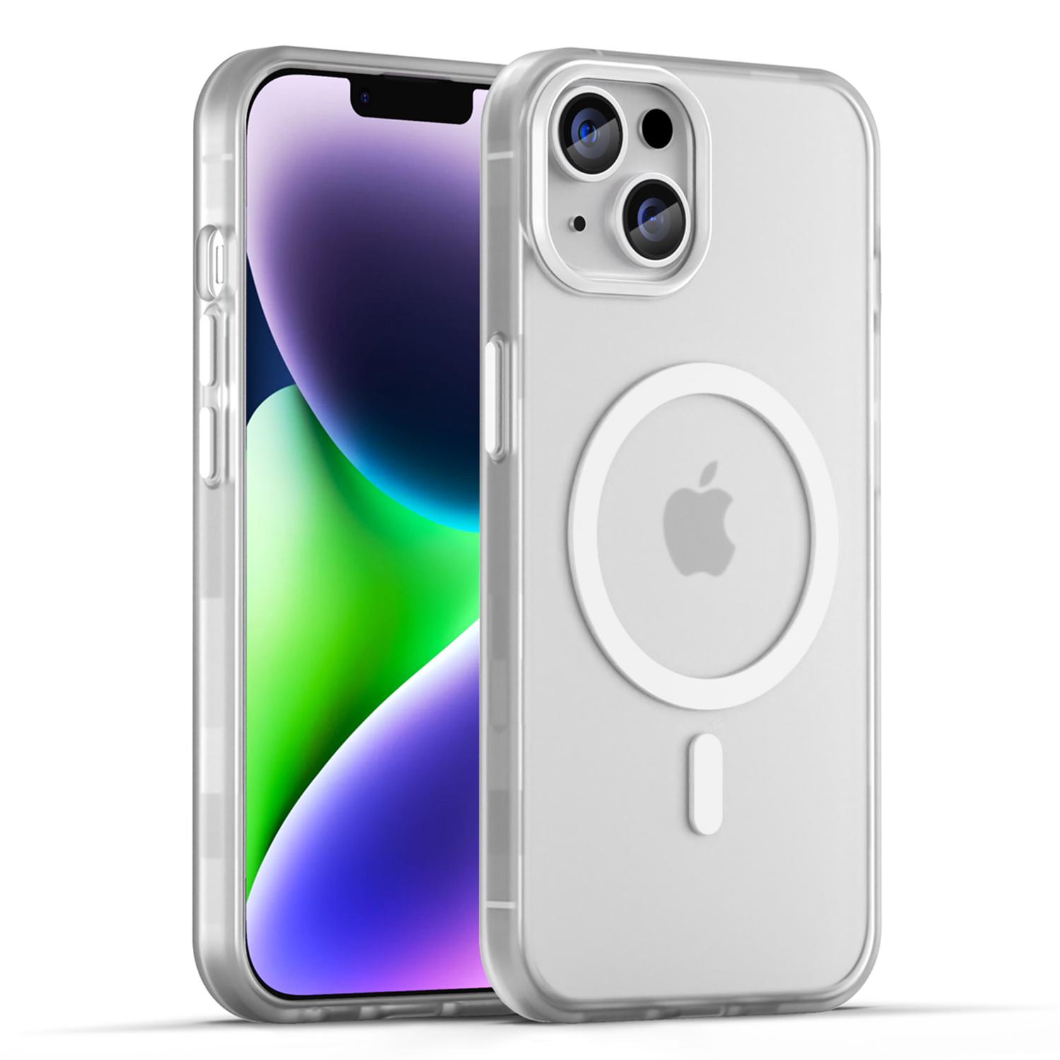 

For iPhone 14 Translucent Phone Case Matte Design Compatible with MagSafe Wireless Charging White