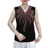 Women Summer Tops V-Neck Sleeveless Loose Fit Tank Tops Hot Drill Flower Printed Tops