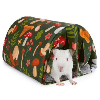 Cozy Washable Guinea Pig Tunnel House with Cushion Breathable Hamster Hideout with Curtains Soft Small Pets Bed Bunny