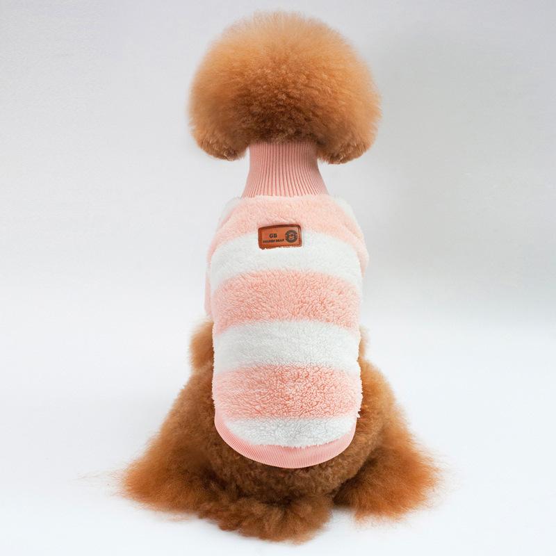 Special Autumn and Winter Pet Clothes Coral Fleece Striped Warm Dog Teddy Thicker Than Bear Small and Medium Dogs
