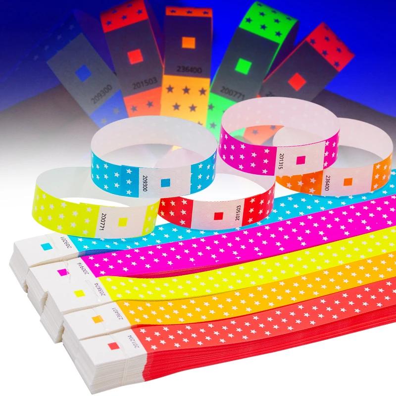 50/100 Stück Neon Stern Papier Armbänder Reißfest Einweg Event Armbänder Für Konzerte, Festivals, Partys, Feiertage