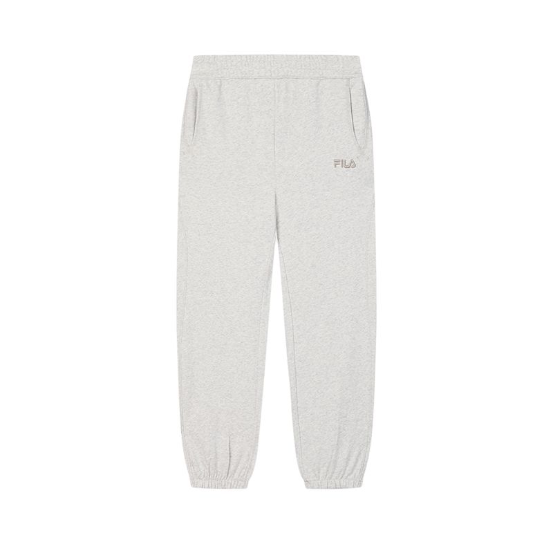 FILA Original Logo Loose Comfortable Cuffed Fleece Knit Casual Pants Women bottoms Gray F51W449601F-MG
