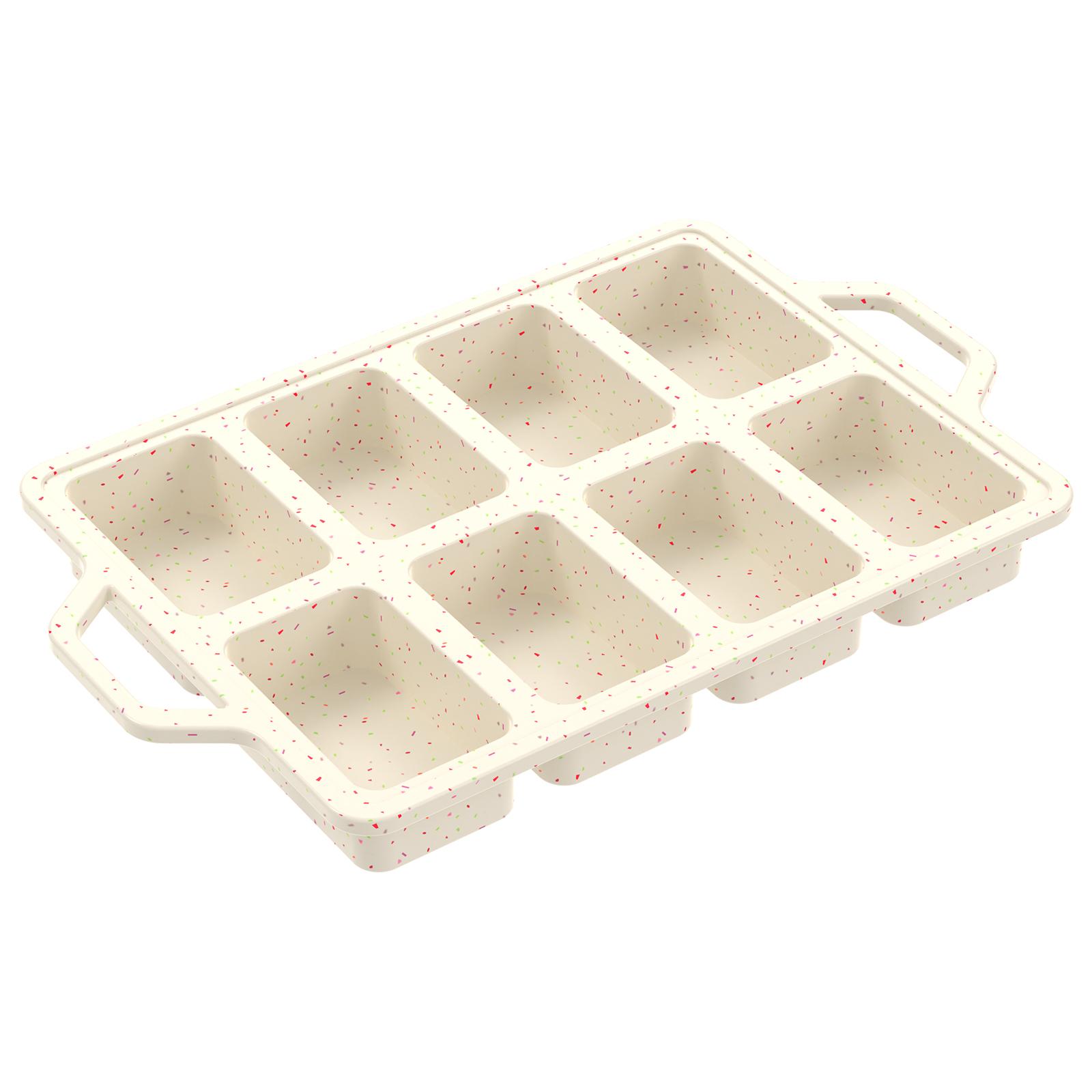 

Mini Loaf Pan 8 Cavities Silicone Small Bread Baking Pan with Metal Reinforced Frame Easy Release Rectangular Tiny Brownie Mold