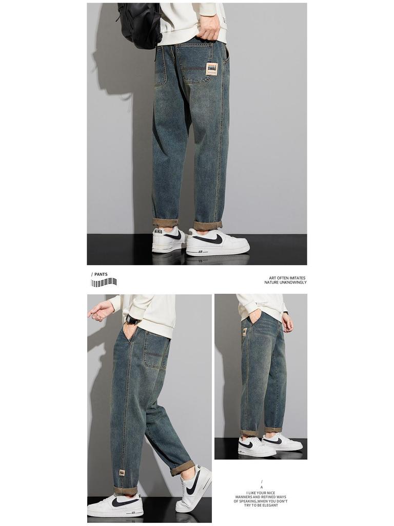 WilliamPOLO Men's Retro Autumn Casual Straight-Leg Jeans