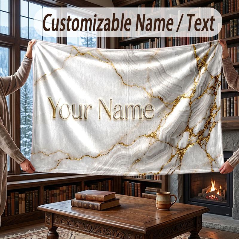 Coperta Ponderata a Tema Geometrico Astratto Coperta Personalizzata con Nome Testo Coperta Morbida Accogliente per Casa Divano Letto