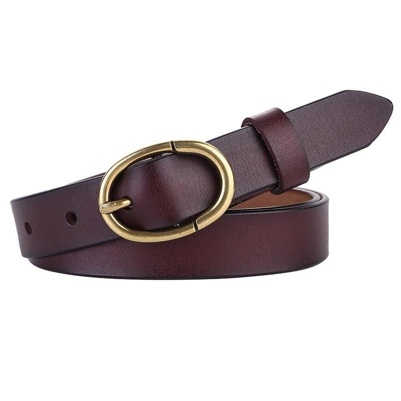 Minimalist Cowhide Belt For Women With Pin Buckle For Work And Weekend Use