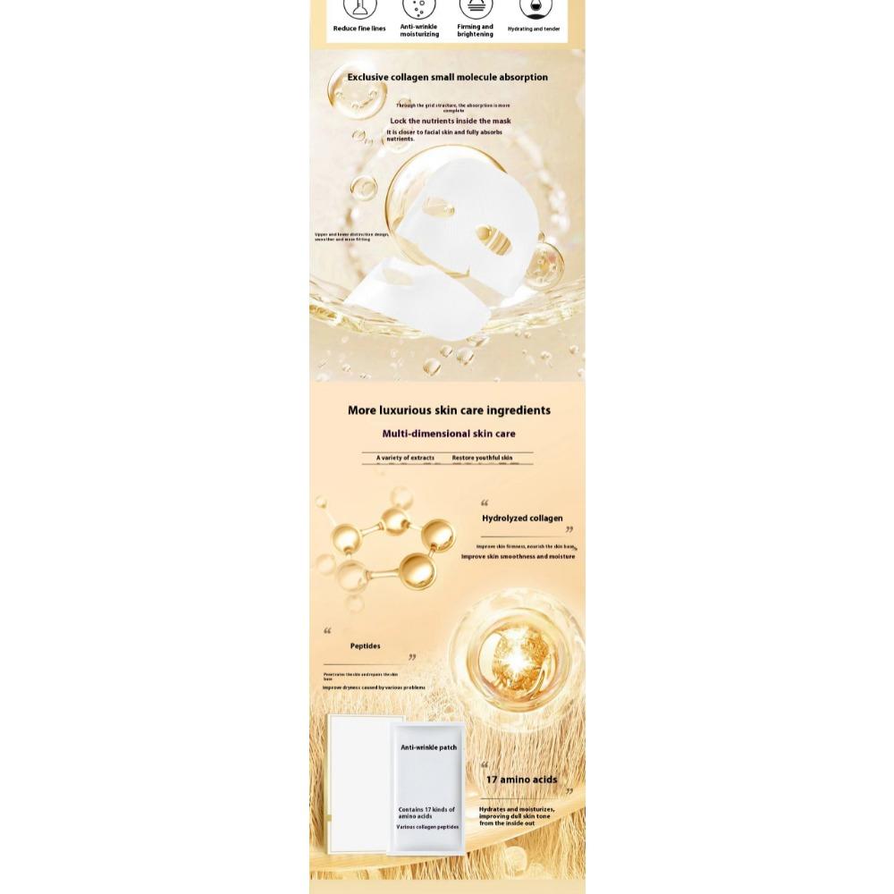 Bílá transparentní stahující křišťálová maska proti vráskám kolagenová hydratační vstřebatelný split