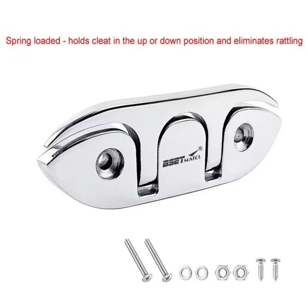120mm Stainless Steel 316 Boat Flip Up Folding Pull Up Cleat Dock Deck Marine Hardware Line Rope Mooring Cleat Accessorie