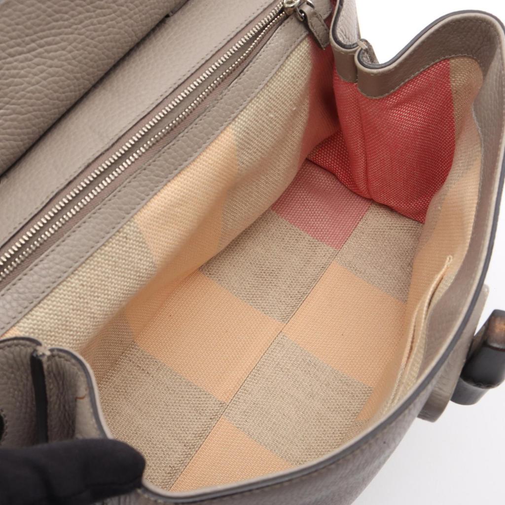 Used GUCCI Bamboo Daily Medium 2-Way Bag Handbag 392013 Leather Gray Used Women
