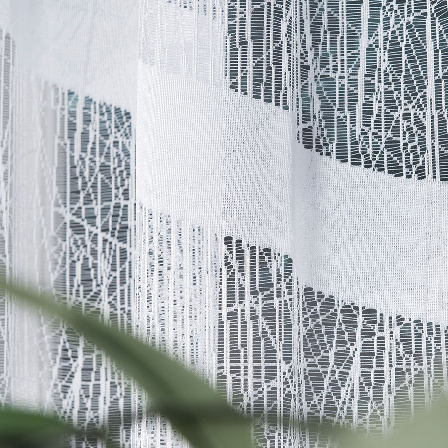 Wiktoria - Ready-made Jacquard Curtain with Bottom Trim - - White