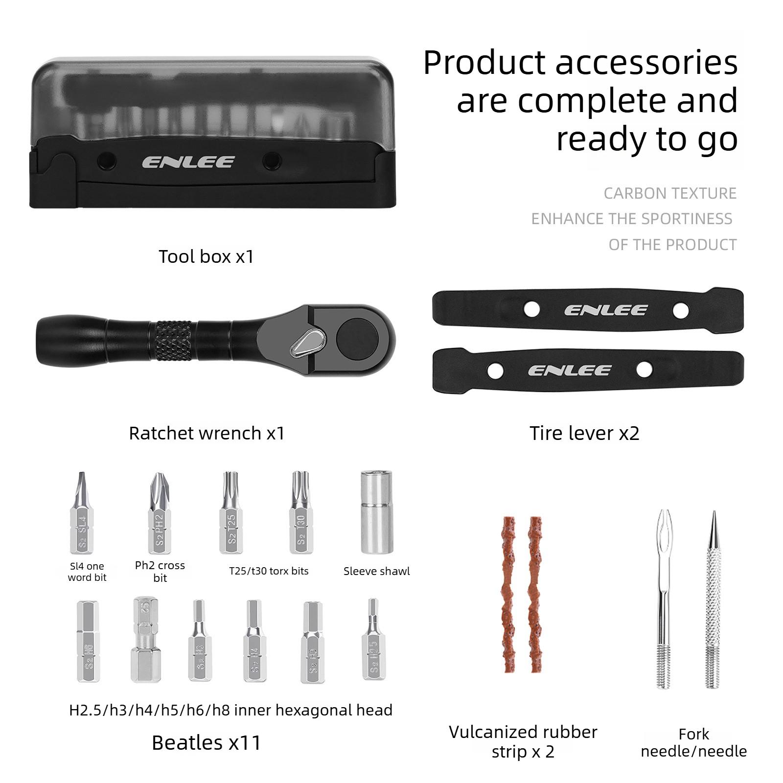 

Portable Compact Bike Repair Kit With Ratchet Tool Multi Tool Set For Mountain Bikes Essential Cycling Accessory