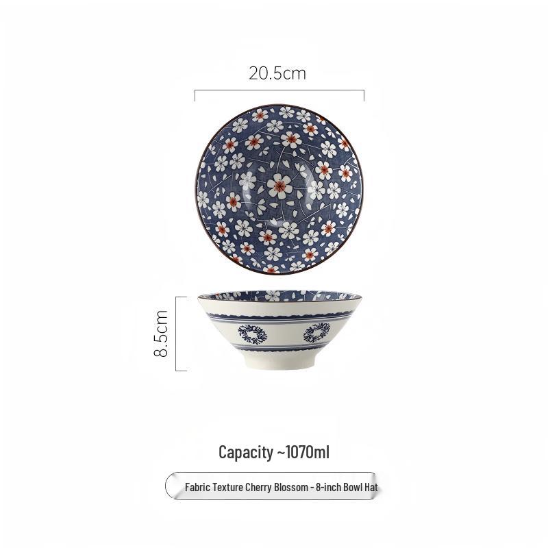 Japanese Underglaze Ceramic Ramen Bowls