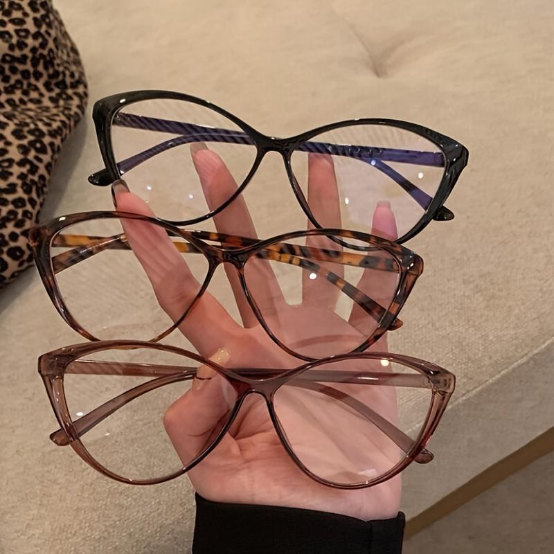 

3PCS Women s Fashion Cat Eye Frame Glasses Transparent Lens Frame Hook Line Suitable for Daily Wear and Photo Trendy Glasses