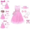 Princess Pink Sleeveless Dress Set With Bag Hat Bracelet Necklace Earrings And Hair Accessories
