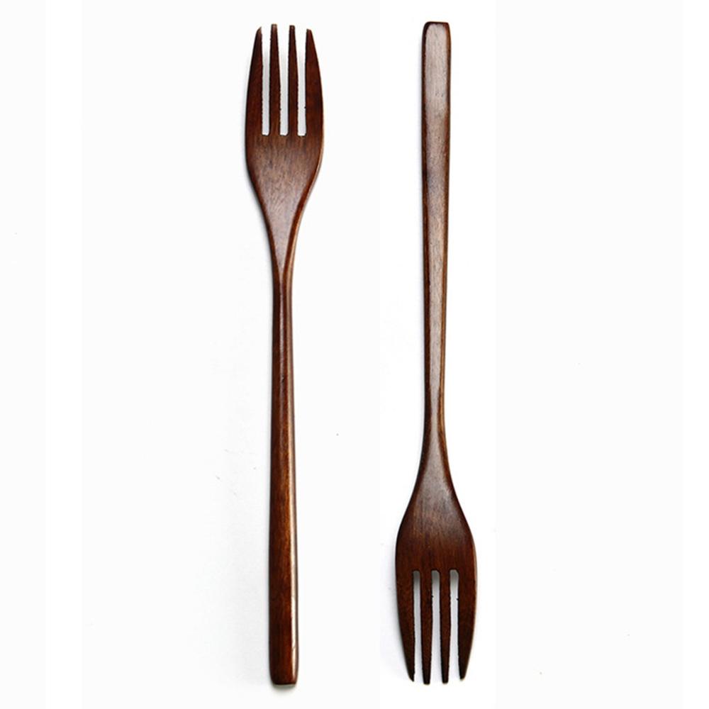 Kitchen Salad Wood Cooking Japanese Style Eco-friendly Cutlery Dinnerware Tableware Wooden Forks