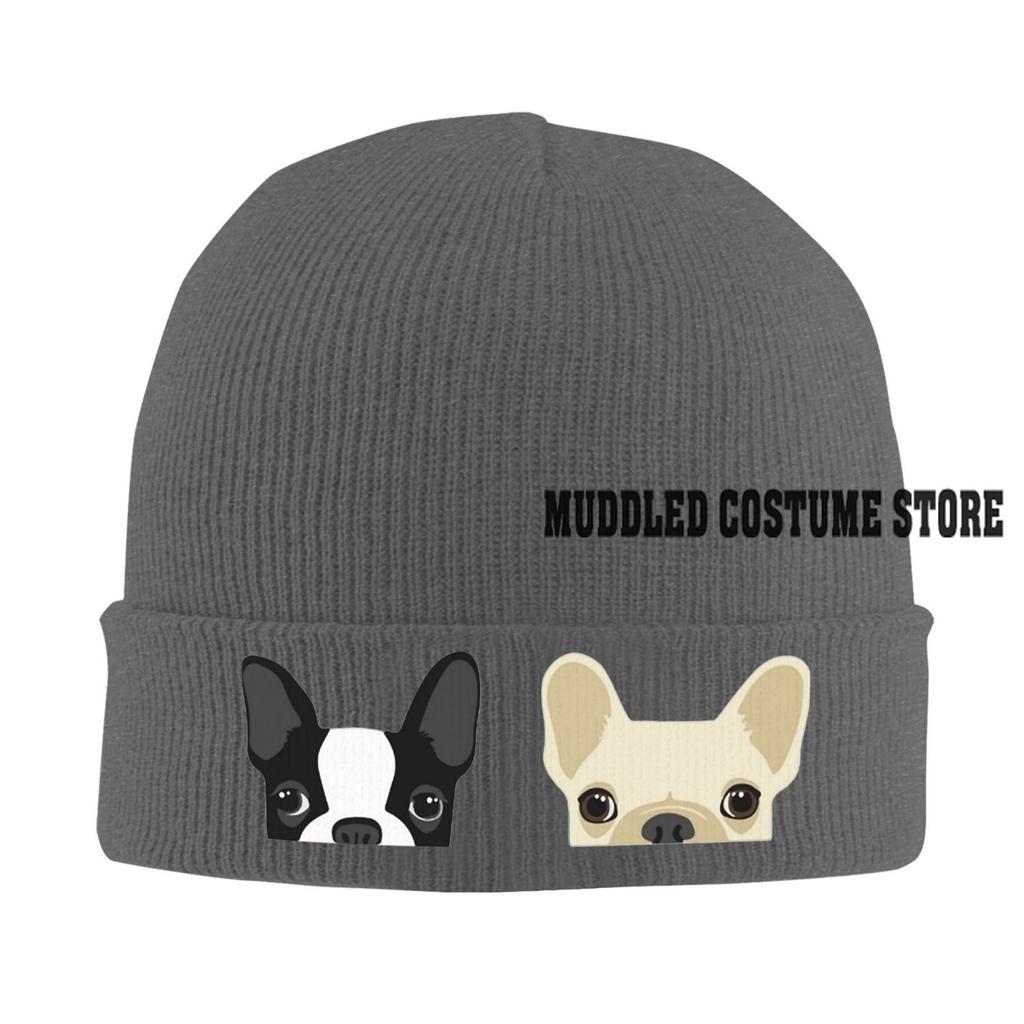 Czapka z wzorem buldoga francuskiego Vintage Graphic Knit Hat Retro Streetwear Miękka Ciepła Pomysł na prezent na Dzień Ojca Prezent dla mężczyzny i kobiety