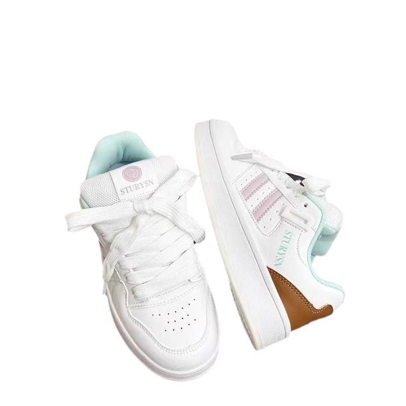 White Powder Moon Thick Sole Letter Low-top Men's and Women's Board Shoes Guochao Niche Design Casual Couple Bread Shoes