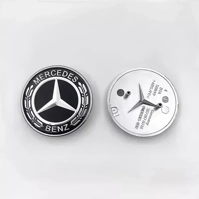 For Benz S-W22Car Engine Logo Metal Flat Hood Emblem Front Badge Accessories For Mercedes Benz AMG W204 W205 W203 W211 W212 W213 W201 W210