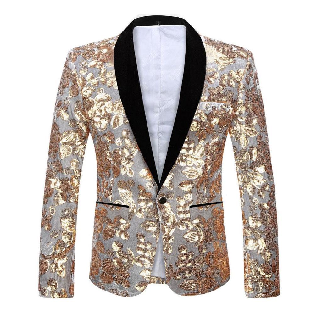 Costume Sacouri cu Paiete Aurii Strălucitoare cu Model Floral pentru Băieți