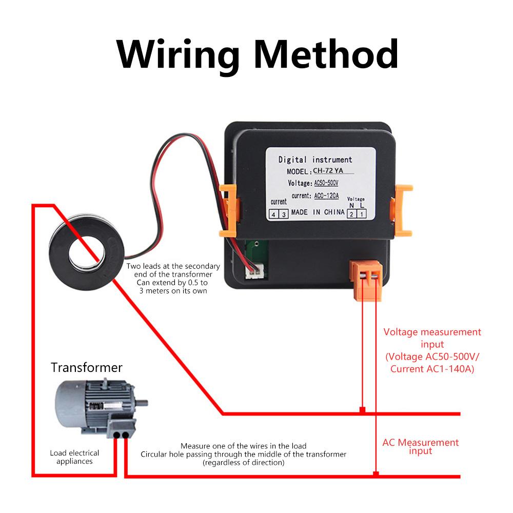CH-72VA Volt Amp Mete AC 50-500V Digital Voltammeter Voltmeter Ammeter LED Dual Gauge Volt Current Meter Voltage Amp Tester
