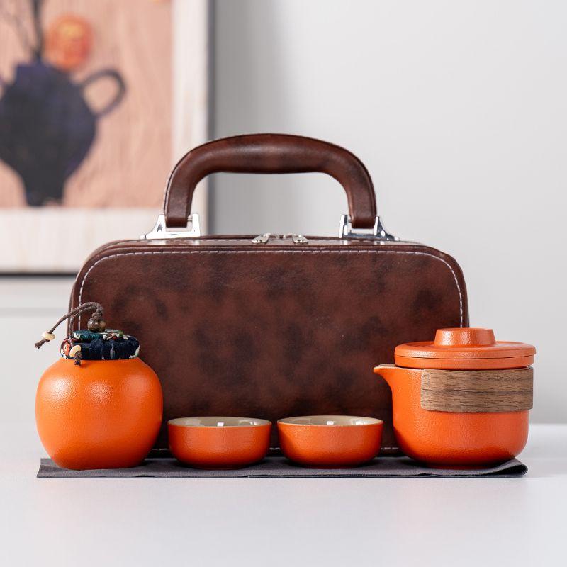 Lu Baoyanhe One Pot Two Cups Ceramic Travel Tea Set Tea Pot Company Business Activities Bank Hotel Souvenir