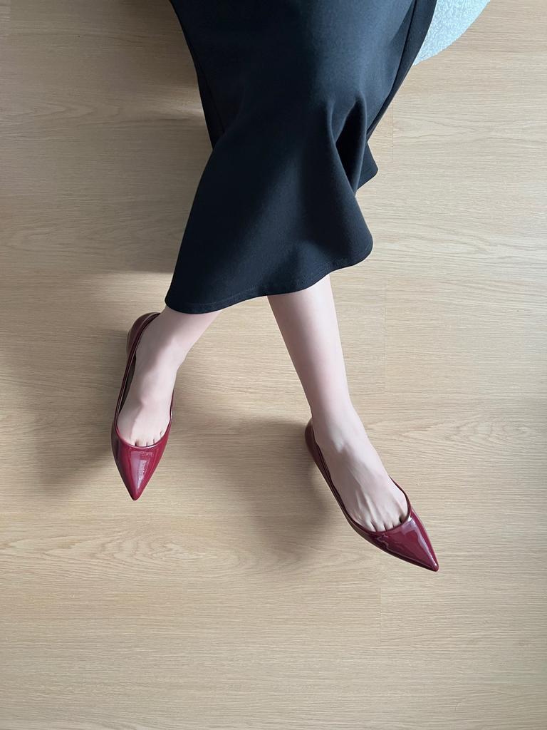 French sexy pointed head inner height increase of 5 cm shallow mouth women's shoes versatile temperament finger seam single shoes women's c