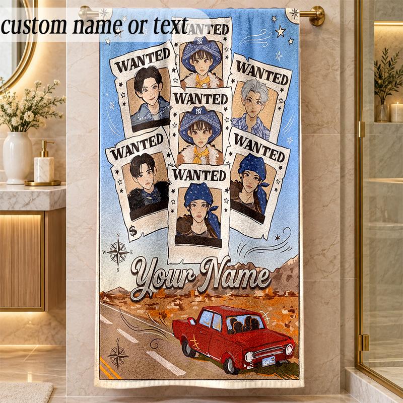 Beach TowelENHYPEN Custom Name Text Personalized Soft Towel for Beach Pool Indoor Home Decor Gift