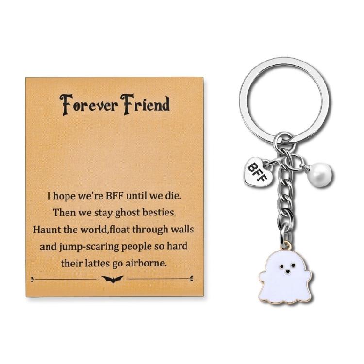 Spooky Wraith Key Ring Halloween Stocking Stuffer for Women Girls Teens Cute Boo Basket Gift for Friend With Gift Card