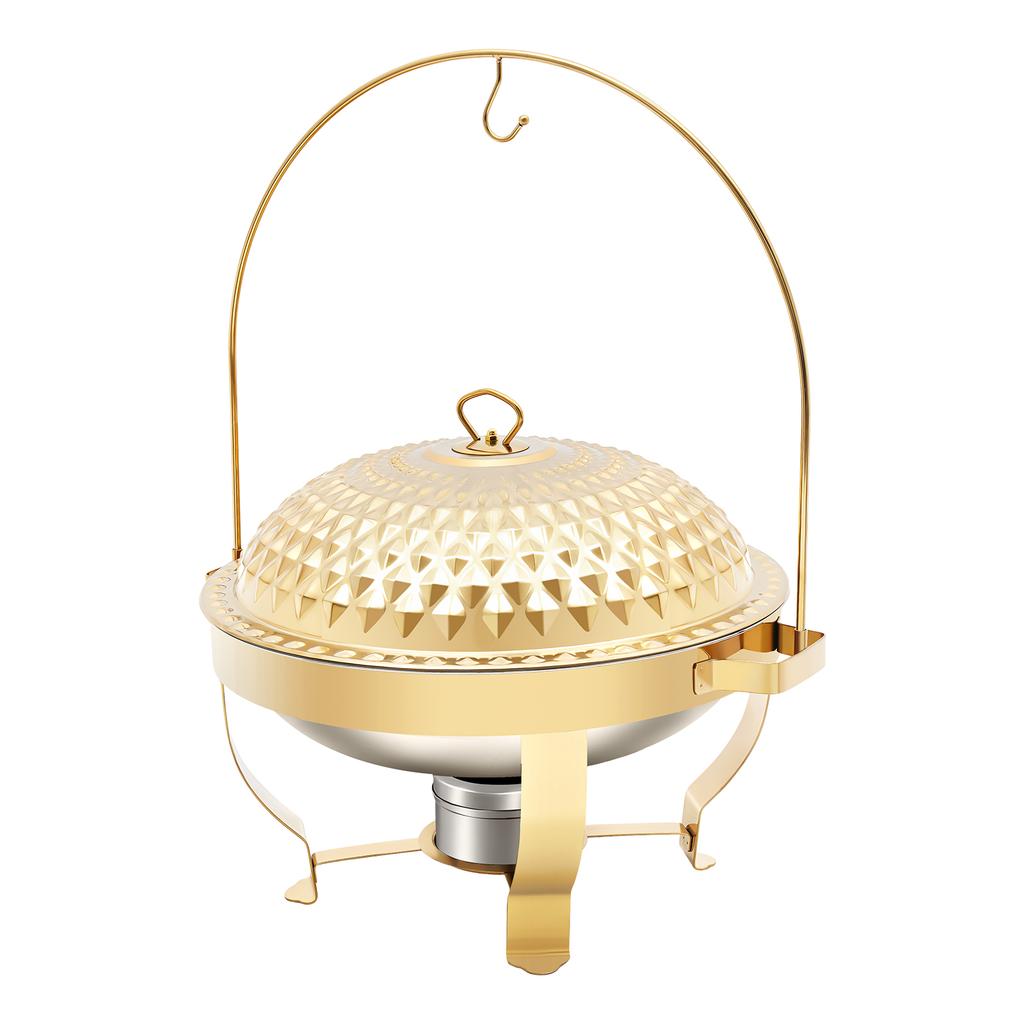 8.5 QT Round Chafing Dish Buffet Set, 4-Pack Stainless Steel Chafing Dishes for Buffet, Food Warmers Stove with Top Lid&Hook