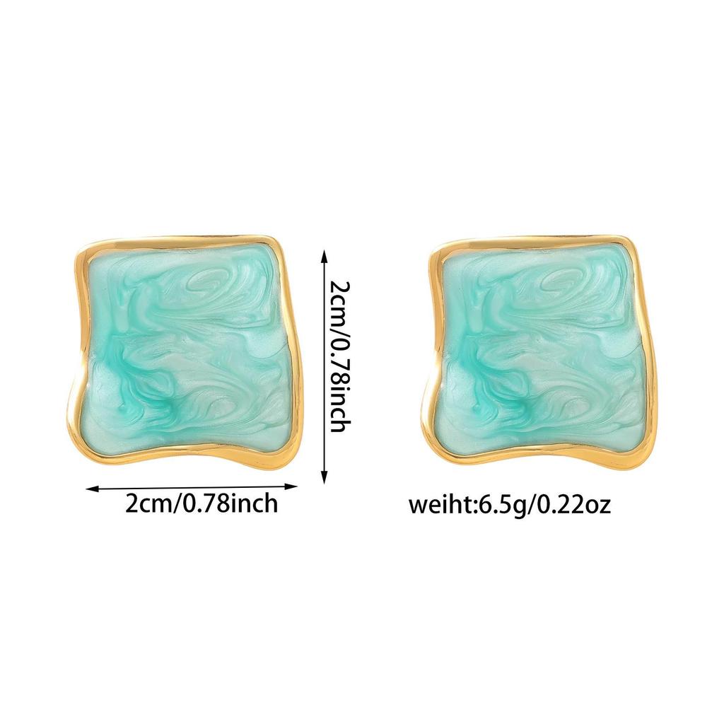 French Enamel Drip Oil Earrings: Stainless Steel, Irregular, Titanium Women's Luxury