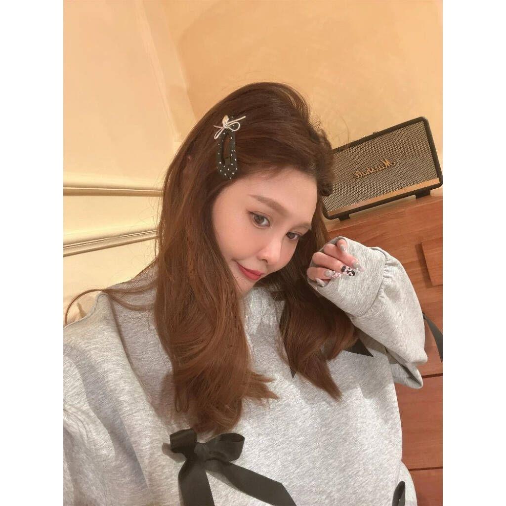 Hochwertige französische Satin-Punkte-BB-Klammer – Retro-Stil-Pony-Haarnadel für Damen