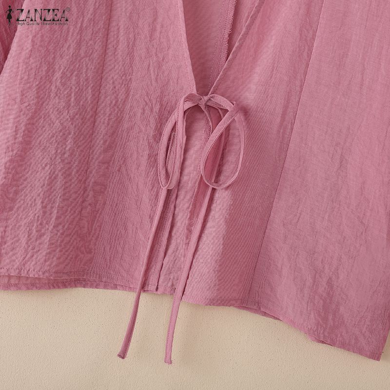 ZANZEA Wome Casual Loose Long Sleeve Thin Kimono Cardigan Blouse