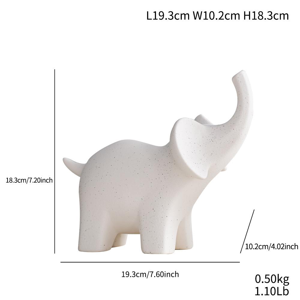 Ceramic Elephant Figurines White Brown Nordic Abstract Modern Art Home Living Room Bookshelf Decoration Office Desktop
