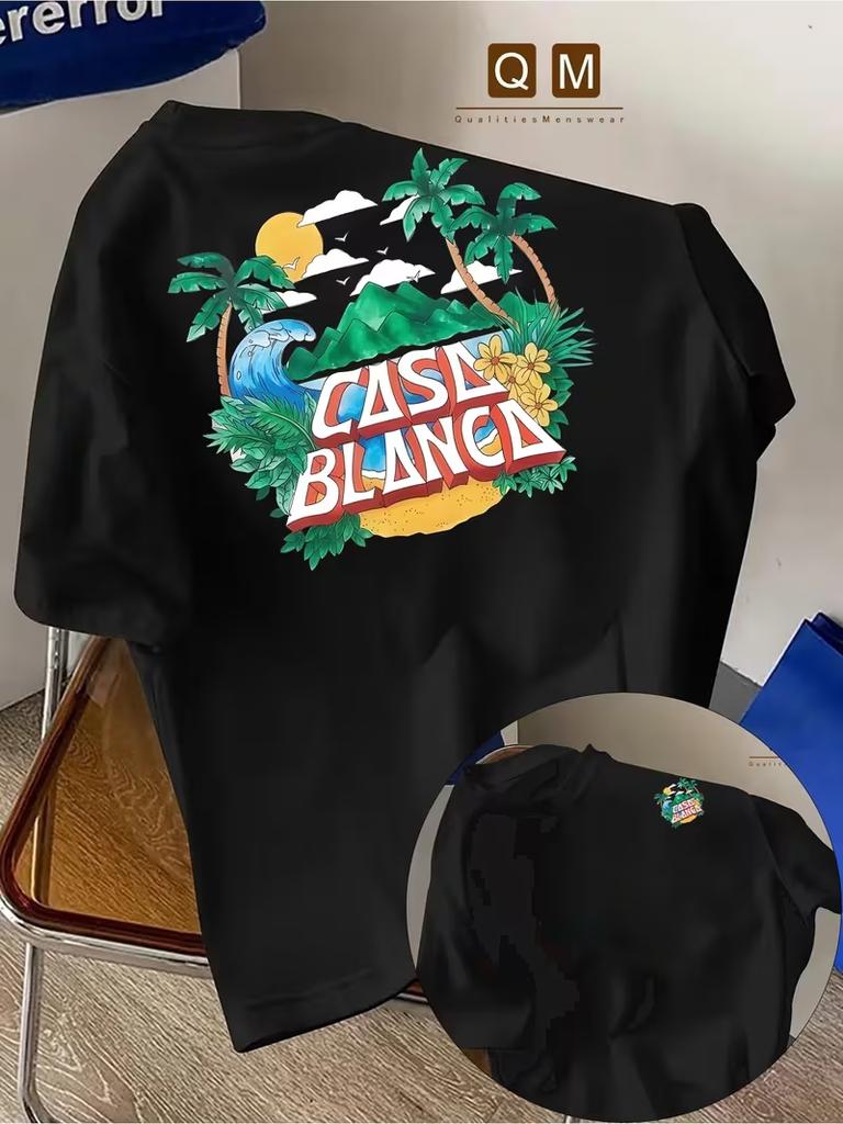 Cs Coastal Scenery Graphic Top Summer Beach Vacation Retro Casual Tee Round Neck Short Sleeve Streetwear 100 Cotton Unisex Tshirt