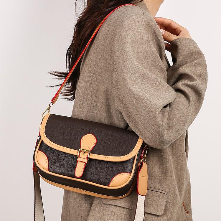 Women's Vintage Color Block Saddle Crossbody Bag - Large Capacity, Single Shoulder, Commuter Style 2025