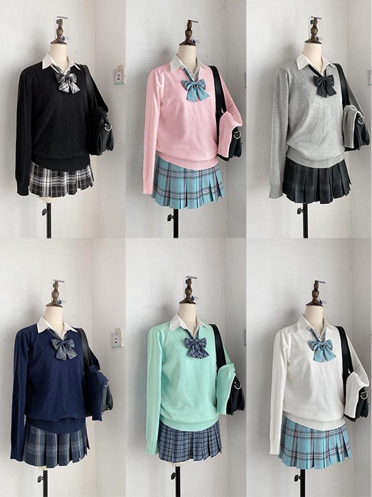 Maglione a pullover stile uniforme JK originale a due pezzi: Maglieria Giapponese Academy per Autunno, Inverno, Primavera.