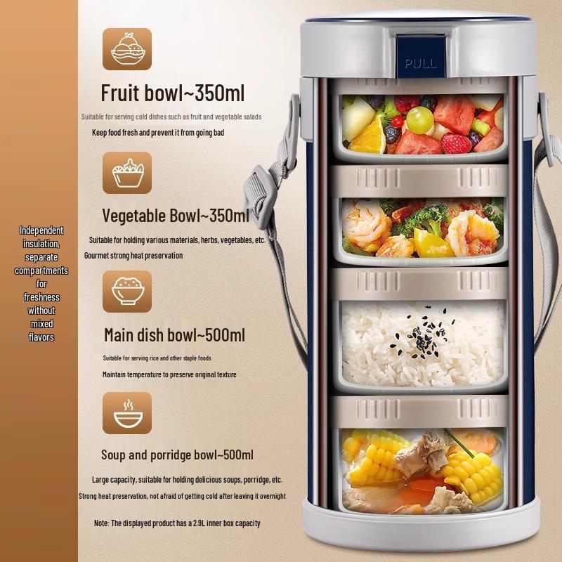 4-Layer Stainless Steel Thermal Lunch Container